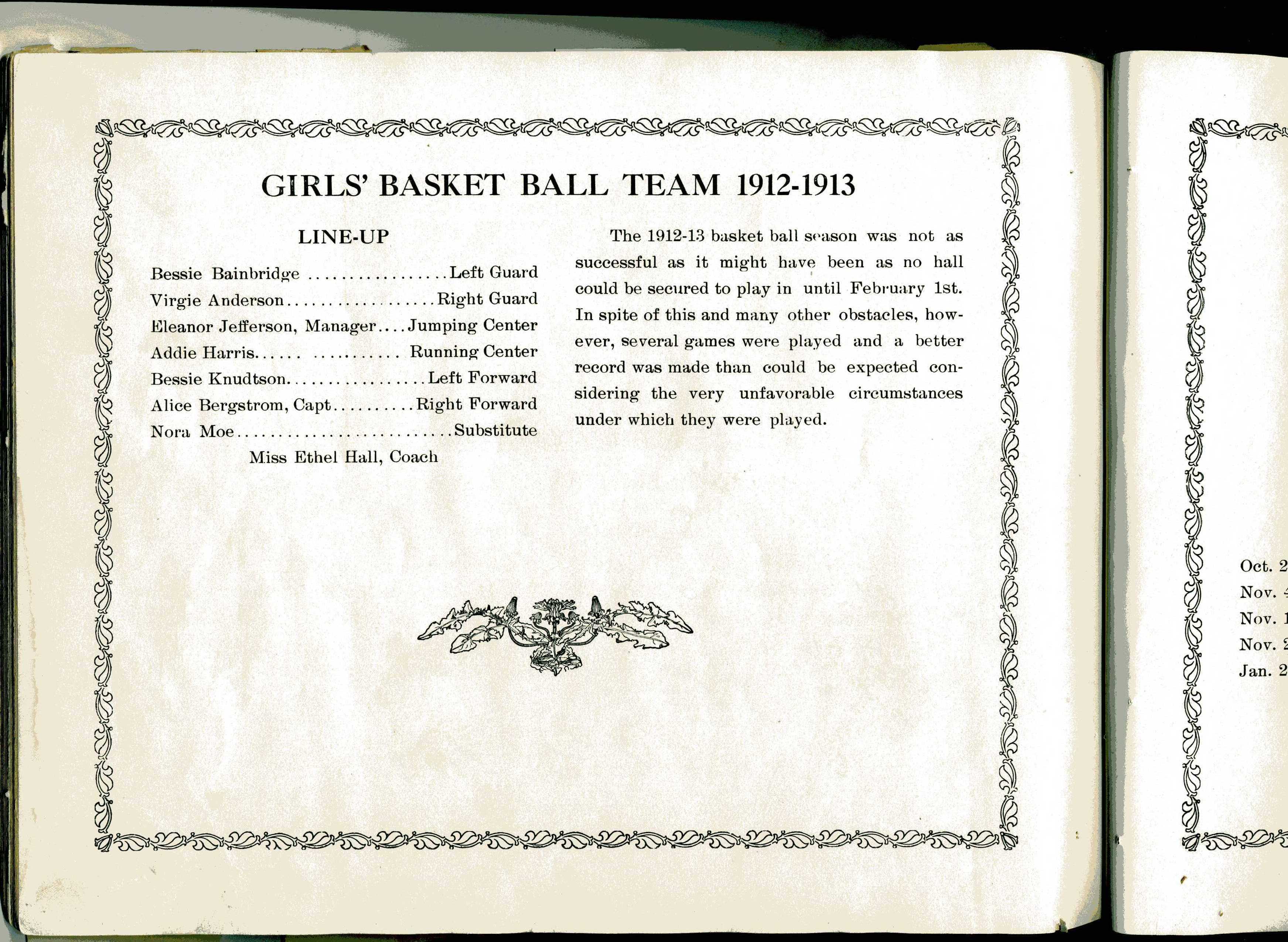 LINEUP, CANTON GIRLS, 1912-1913